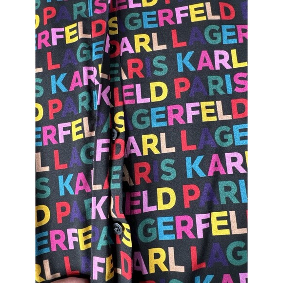 Karl Lagerfeld Paris Women’s Logo Multicolor Print Shirt Blouse Size3X - Picture 8 of 12